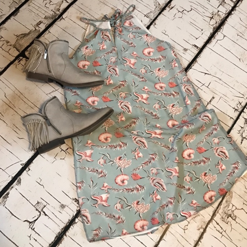 F21 Fish print halter dress